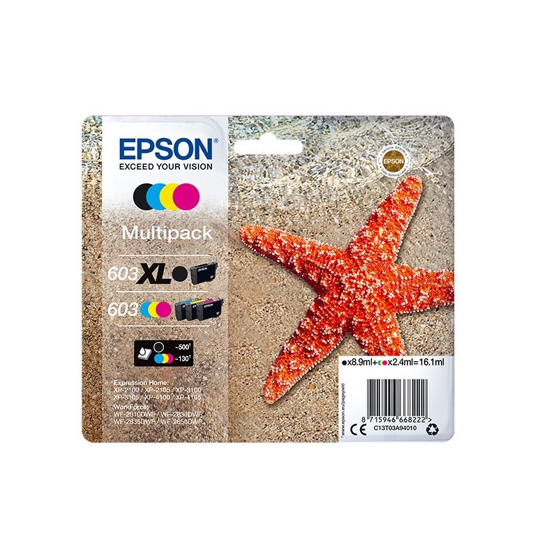 Epson 603 XL Original Negro, Cian, Magenta, Amarillo C13T03A94010