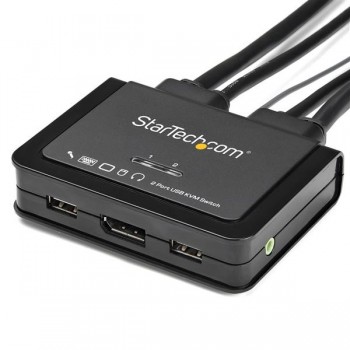 StarTech.com Switch Conmutador KVM de 2 Puertos DisplayPort 4K60Hz con Cables Incorporados SV211DPUA4K