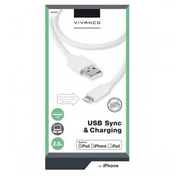 Vivanco Lightning USB-Datacable 2 m Blanco 36300