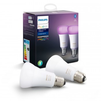 Philips Hue White and Color Ambiance - Pack 2 Bombillas E27 - Luz blanca y de colores 8718699673284