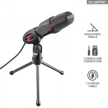 Trust GXT 212 Micrófono - Negro, Rojo 23791