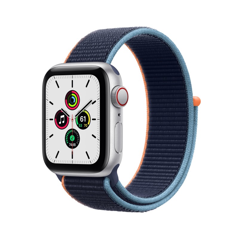 Apple Watch SE GPS + 4G - 40mm Aluminio   Plata con Correa Loop Deportiva Azul Marino Intenso MYEG2TY A