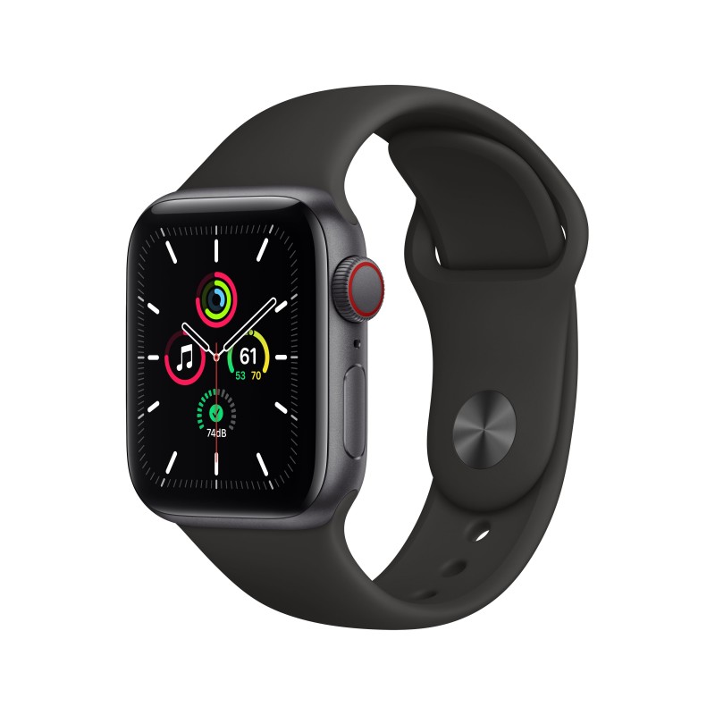 Apple Watch SE GPS + 4G - 40mm Aluminio   Gris Espacial con Correa Deportiva Negra MYEK2TY A
