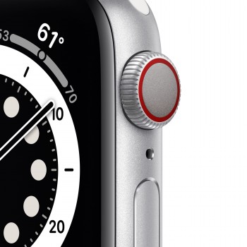 Apple Watch Series 6 GPS + Cellular 40mm en color Aluminio Plata con Correa deportiva Blanca M06M3TY A