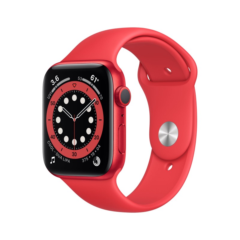 Apple Watch Series 6 GPS 44mm en color Aluminio Rojo con Correa deportiva Roja M00M3TY A