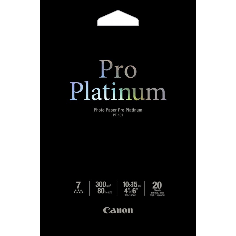 Canon PT-101 - Pro Platinum Photo 10x15cm, 20 sheets papel fotográfico 2768B013