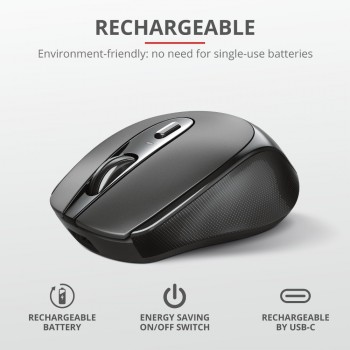 Trust Zaya Recargable Wireless Mouse - Negro 23809