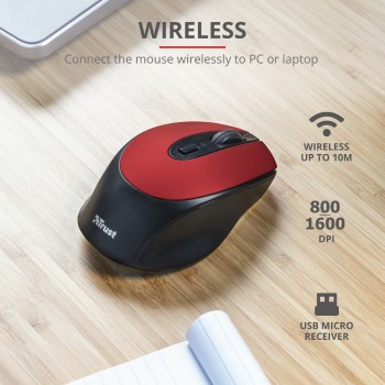 Trust Zaya Recargable Wireless Mouse - Rojo 24019