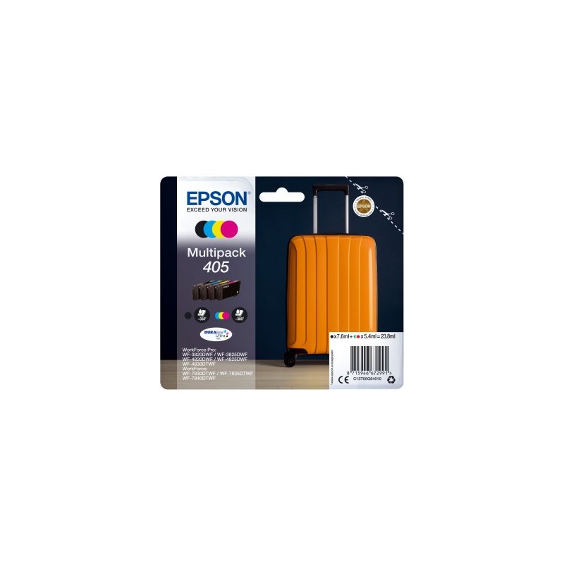 Epson 405 DURABrite Ultra Ink Original Negro, Azul, Cian, Amarillo C13T05G64010