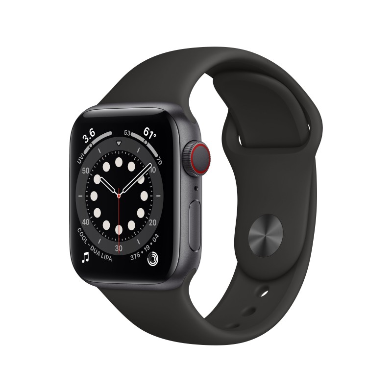 Apple Watch Series 6 GPS + Cellular 40mm en color Aluminio Gris Espacial con Correa deportiva Negro M06P3TY A