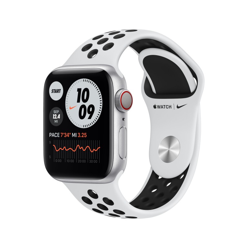 Apple Watch Nike Series 6 GPS + Cellular 40mm en color Aluminio Plata con Correa Nike deportiva Plat M07C3TY A