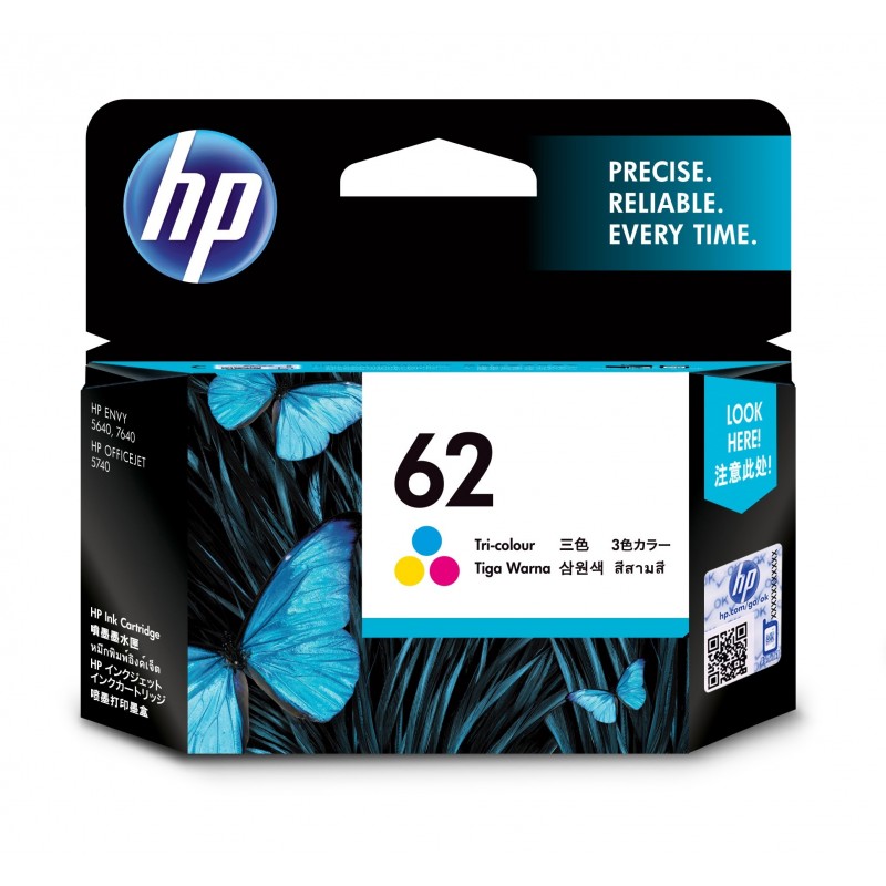 HP 62 Original Cian, Magenta, Amarillo C2P06AEUUS