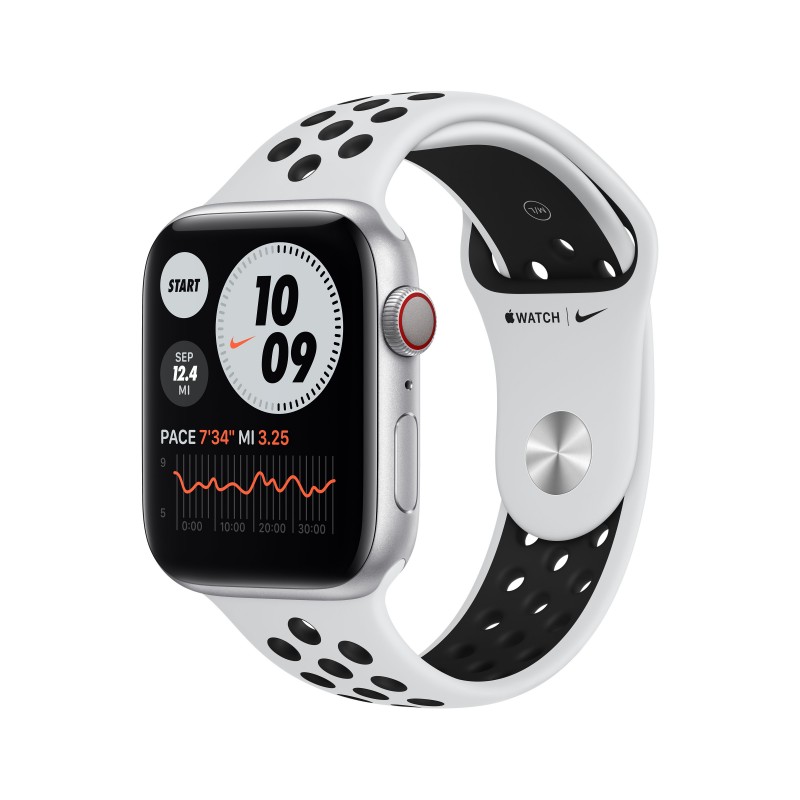 Apple Watch Nike Series 6 GPS + Cellular 44mm Color Aluminio Plata con Correa Nike deportiva Platino M09W3TY A