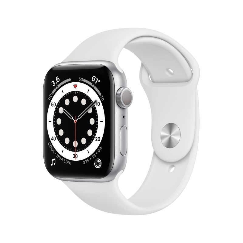 Apple Watch Series 6 GPS 40mm Color Aluminio Plata con Correa deportiva Blanca MG283TY A