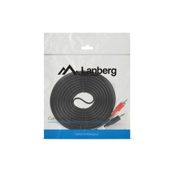CABLE ESTÉREO LANBERG CA-MJRC-10CC-0050-BK JACK 3.5MM A 2X RCA - 5 METROS