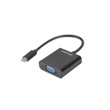 ADAPTADOR LANBERG AD-UC-VG-01 - CONECTORES USB TIPO-C MACHO A VGA HEMBRA - 15CM - COLOR NEGRO