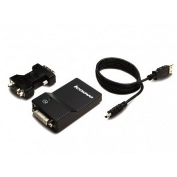 Lenovo USB 3.0 - DVI VGA, USB A, DVI VGA, Macho Hembra, Negro 0B47072