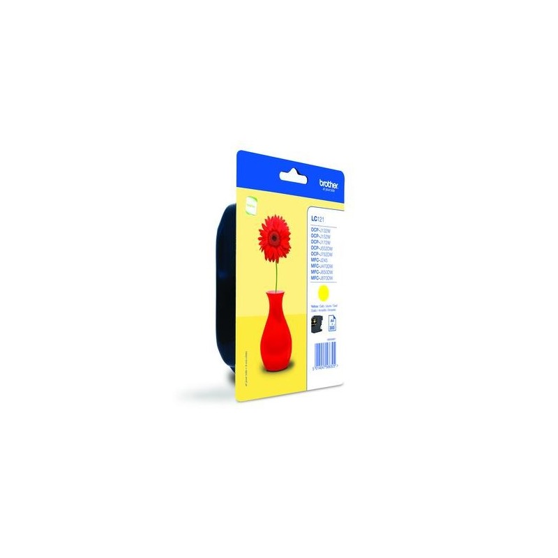 Brother LC121Y - Cartucho de impresión - 1 x amarillo - 300 páginas - blíster - para DCP J132W, J152 LC121YBP