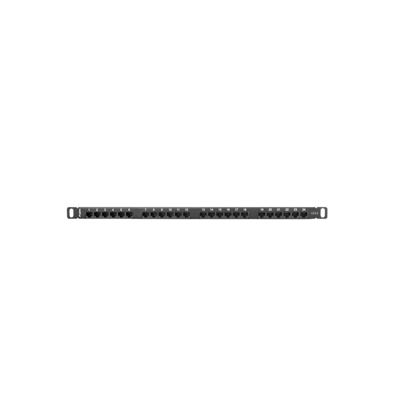 PATCH PANEL LANBERG PPU6-0024-B - 24 PUERTOS - CATEGORIA 6 - 19 48.26CM - 0.5U - NEGRO