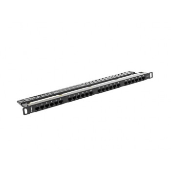 PATCH PANEL LANBERG PPU6-0024-B - 24 PUERTOS - CATEGORIA 6 - 19 48.26CM - 0.5U - NEGRO