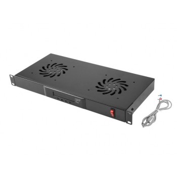PANEL DE VENTILACIÓN ENRACABLE LANBERG AK-1502-B - LCD - 2 VENTILADORES + TERMOSTATO - 1U - DISEÑADO