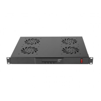 PANEL DE VENTILACIÓN ENRACABLE LANBERG AK-1503-B - LCD - 4 VENTILADORES + TERMOSTATO - 1U - DISEÑADO