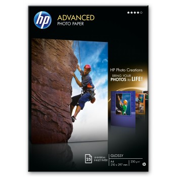 HP Advanced Glossy Photo Paper - Papel de fotografía satinado - A4 (210 x 297 mm) - 25 hoja(s) Q5456 Q5456A