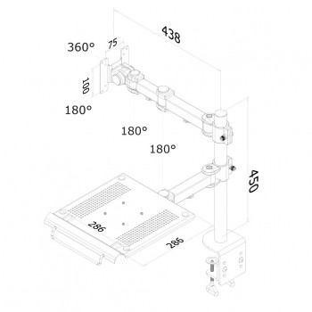 Flatscreen Desk Mount (clamp) w nb tray FPMA-D960NOTEBOOK