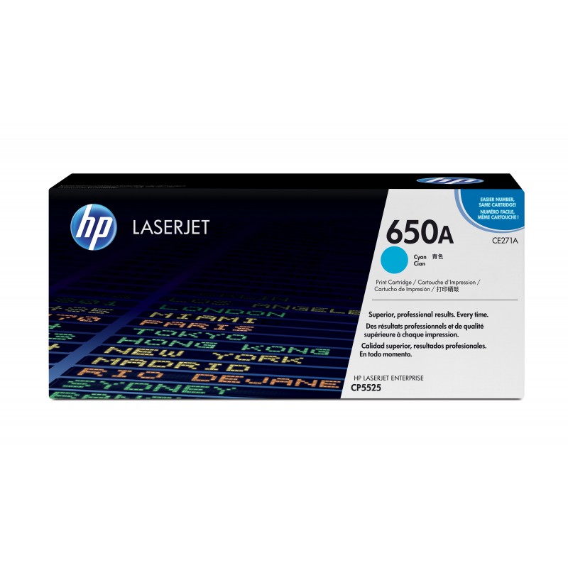 Cartucho de tóner Original HP 650A Cian CE271A