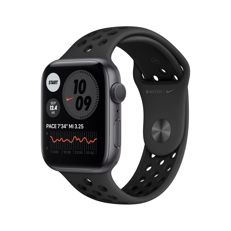 Apple Watch Series 6 Nike 44MM Aluminio Gris con correa color Antracita, Negro  MG173TY A