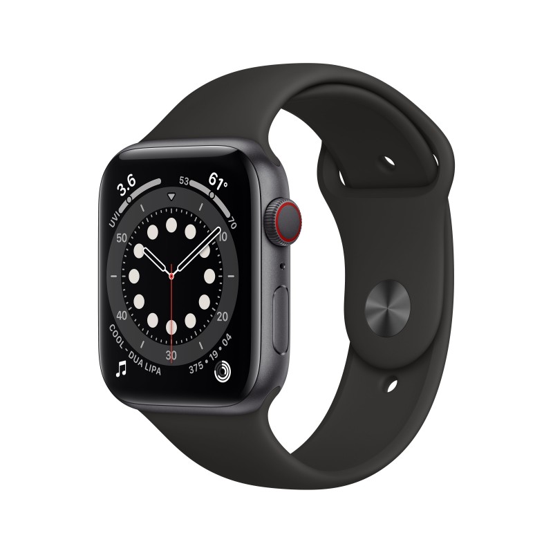Apple Watch Series 6 44MM Aluminio Gris con correa color Negro - 4G MG2E3TY A