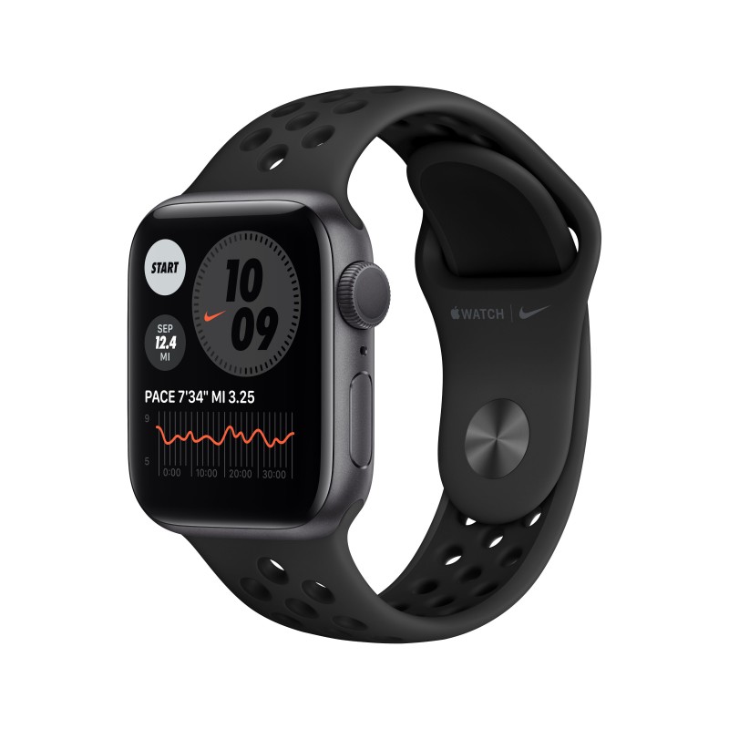 Apple Watch Series 6 Nike 40MM Aluminio Gris con correa color Antracita, Negro  M00X3TY A