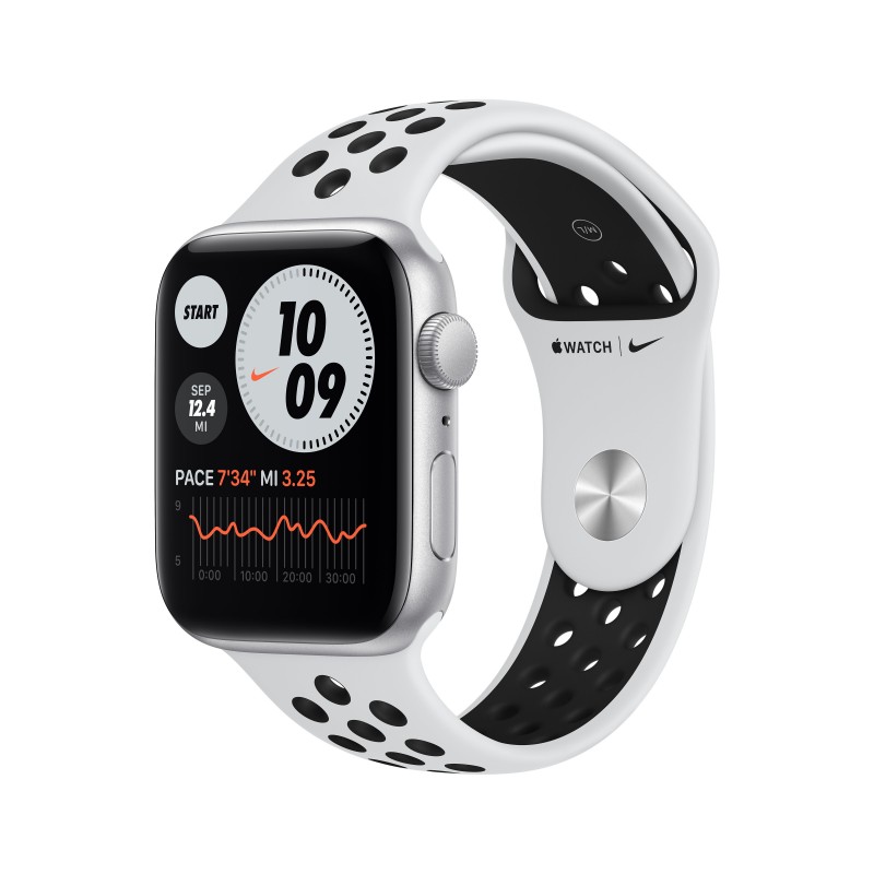 Apple Watch SE Nike 44MM Aluminio Plata con correa color Negro, Platino  MYYH2TY A