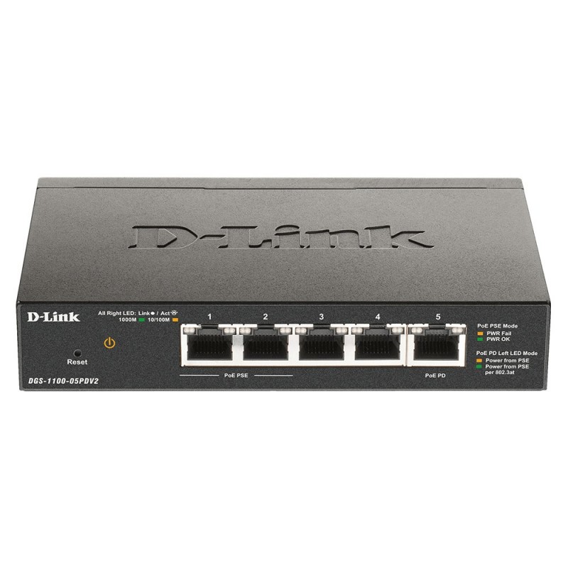 D-Link DGS-1100-05PDV2 switch Gigabit Ethernet (10 100 1000) Negro - PoE