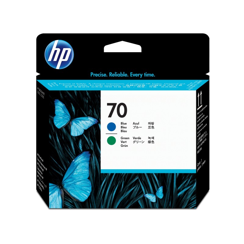 HP Cabezal de impresión Original DesignJet 70 azul y verde C9408A