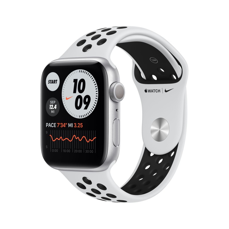 Apple Watch Series 6 Nike 44MM Aluminio Plata con correa color Negro, Platino MG293TY A
