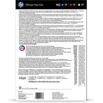 HP 963 Office Value Pack Original Cian, Magenta, Amarillo Para HP OfficeJet Pro 9010, 9012, 9013, 90 6JR42AE