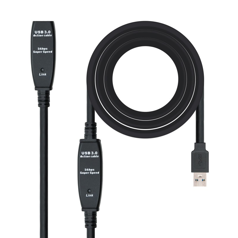 Nanocable Cable USB 3.0 prolongador con amplificador, tipo A M-A H, 15m 10.01.0313