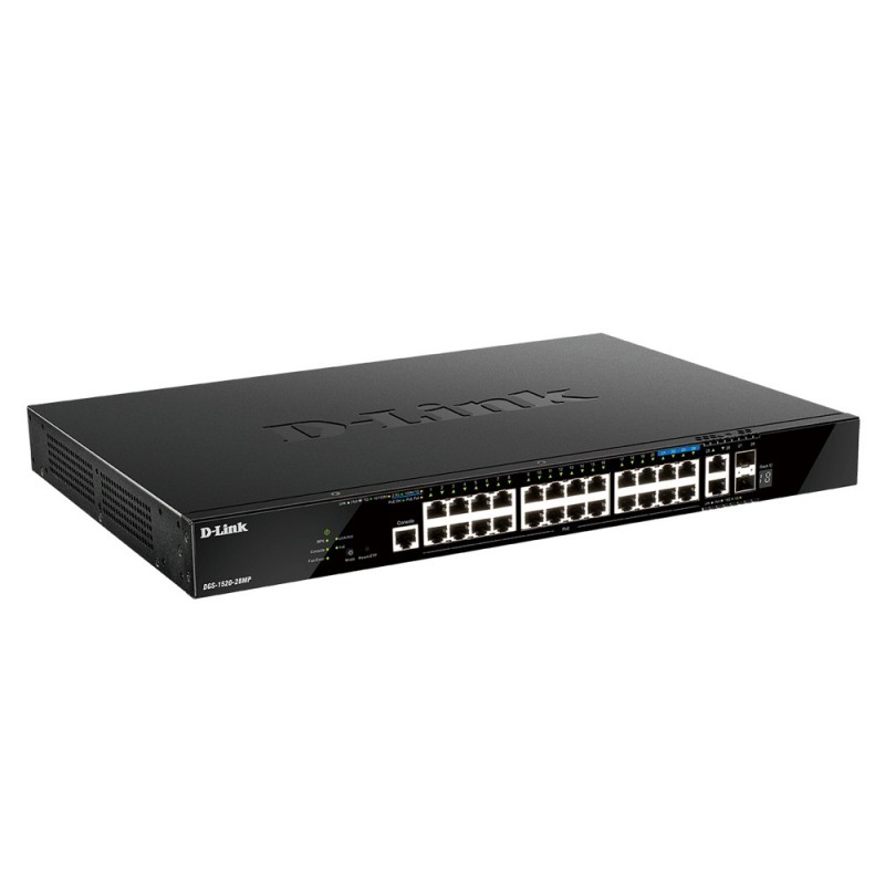 D-Link DGS-1520-28MP switch Gestionado L3 10G Ethernet (100 1000 10000) Negro 1U - PoE