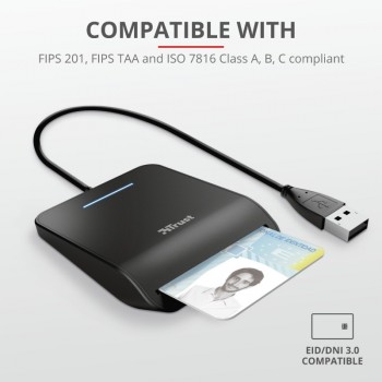 Trust Primo lector de tarjeta inteligente Interior CardBus+USB 2.0 Negro 23890