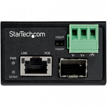 StarTech.com Conversor de Medios Ethernet Industrial PoE+ de Fibra a Ethernet de 30W - Convertidor S IMC1GSFP30W