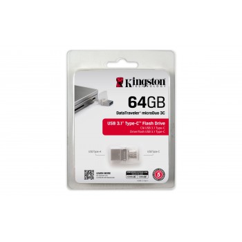 Kingston Technology DataTraveler microDuo 3C 64GB unidad flash USB USB Type-A   USB Type-C 3.2 Gen 1 DTDUO3C 64GB