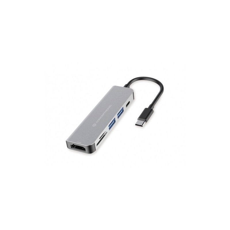 Conceptronic DONN02G hub de interfaz USB 3.2 Gen 1 (3.1 Gen 1) Type-C 5000 Mbit s Aluminio
