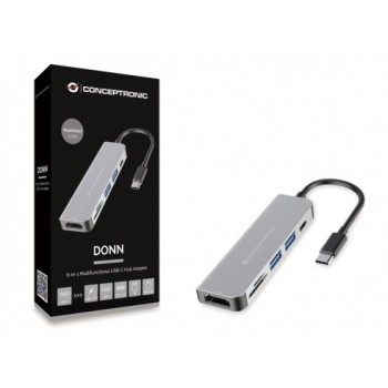 Conceptronic DONN02G hub de interfaz USB 3.2 Gen 1 (3.1 Gen 1) Type-C 5000 Mbit s Aluminio