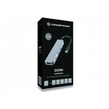 Conceptronic DONN02G hub de interfaz USB 3.2 Gen 1 (3.1 Gen 1) Type-C 5000 Mbit s Aluminio