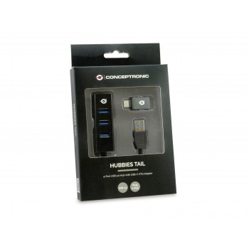 Conceptronic HUBBIES04B hub de interfaz USB 3.2 Gen 1 (3.1 Gen 1) Type-A 5000 Mbit s Negro