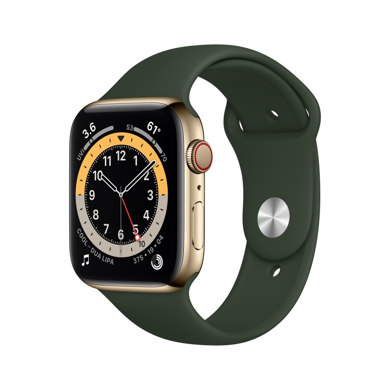 Apple Watch Series 6 44MM Acero inoxidable Oro con correa color Verde - 4G M09F3TY A