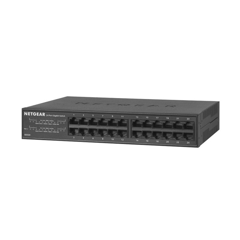 Netgear GS324 No administrado Gigabit Ethernet (10 100 1000) Energía sobre Ethernet (PoE) Negro GS324-200EUS