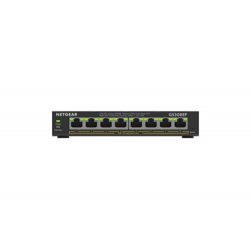 Netgear GS308EP Gestionado L2 L3 Gigabit Ethernet (10 100 1000) Energía sobre Ethernet (PoE) Negro GS308EP-100PES