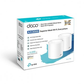 TP-LINK Deco X60 Doble banda (2,4 GHz   5 GHz) Wi-Fi 6 (802.11ax) Blanco 2 Interno DECO X60(2-PACK)